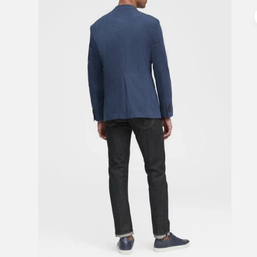 Banana Republic Men's Slim Fit Navy Blue Stripe Blazer Lined Size 38S NEW RT$200